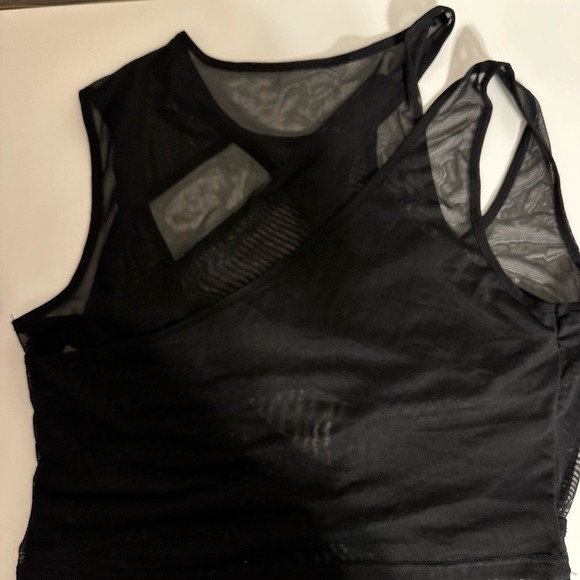 Solado Black Mesh Layered Cutout Crop Top Sleeveless Y2K Streetwear XL‎ - Picture 3 of 7